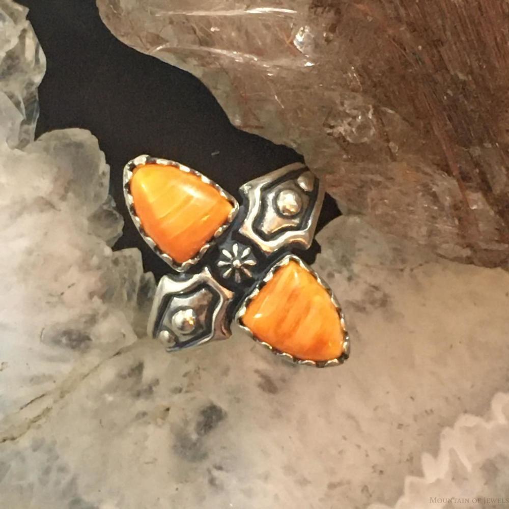 Carolyn Pollack Southwestern Style Sterling Orange Spiny Oyster Ring For Women - Picture 2 of 10